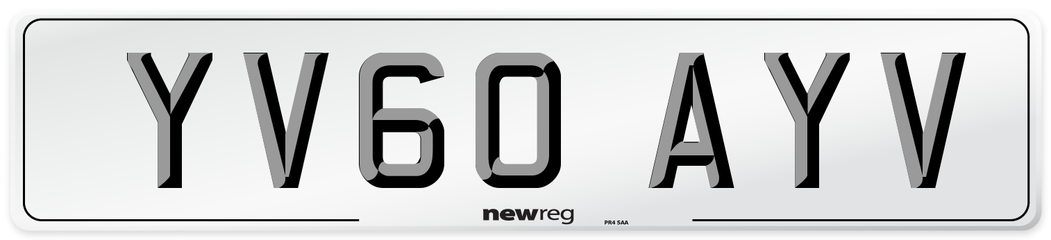 YV60 AYV Number Plate from New Reg